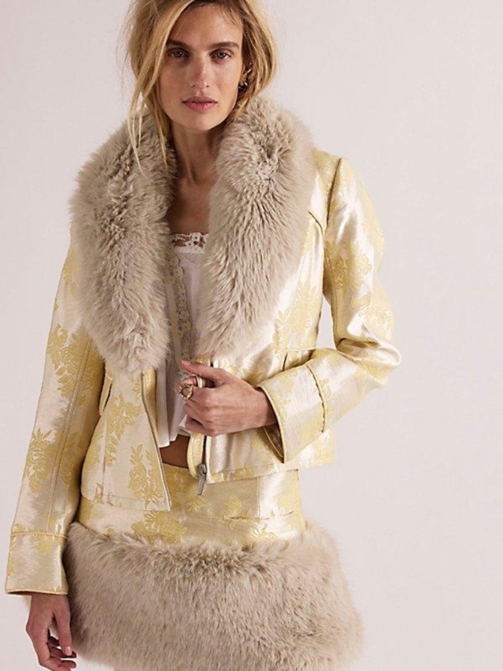 Free People 'French Exit' Jacket in Straw (NWT) - Picture 3 of 4
